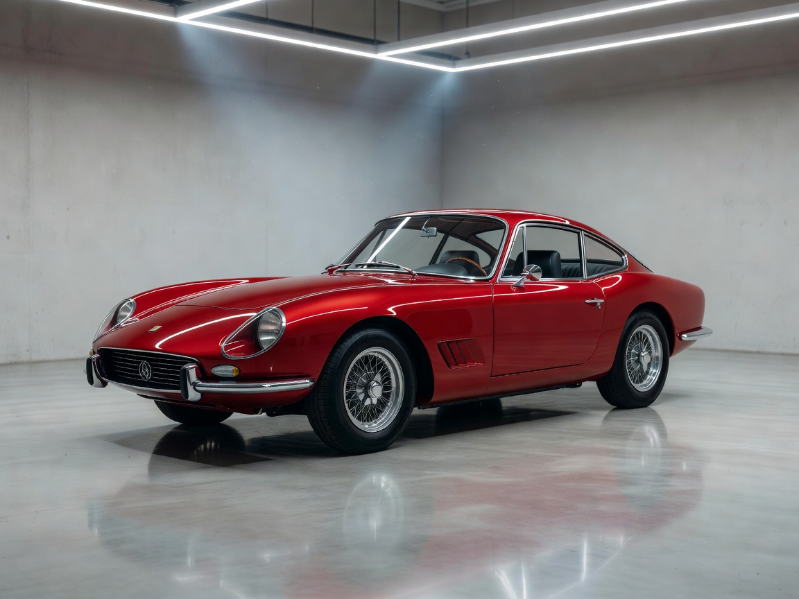 Classic sports coupe positioned securely in a clean ventilated storage facility